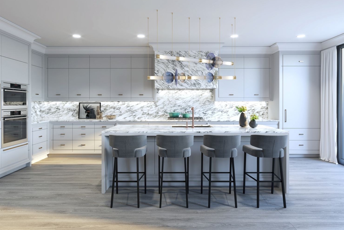 Rendering of 10 Prince Arthur Condos kitchen.