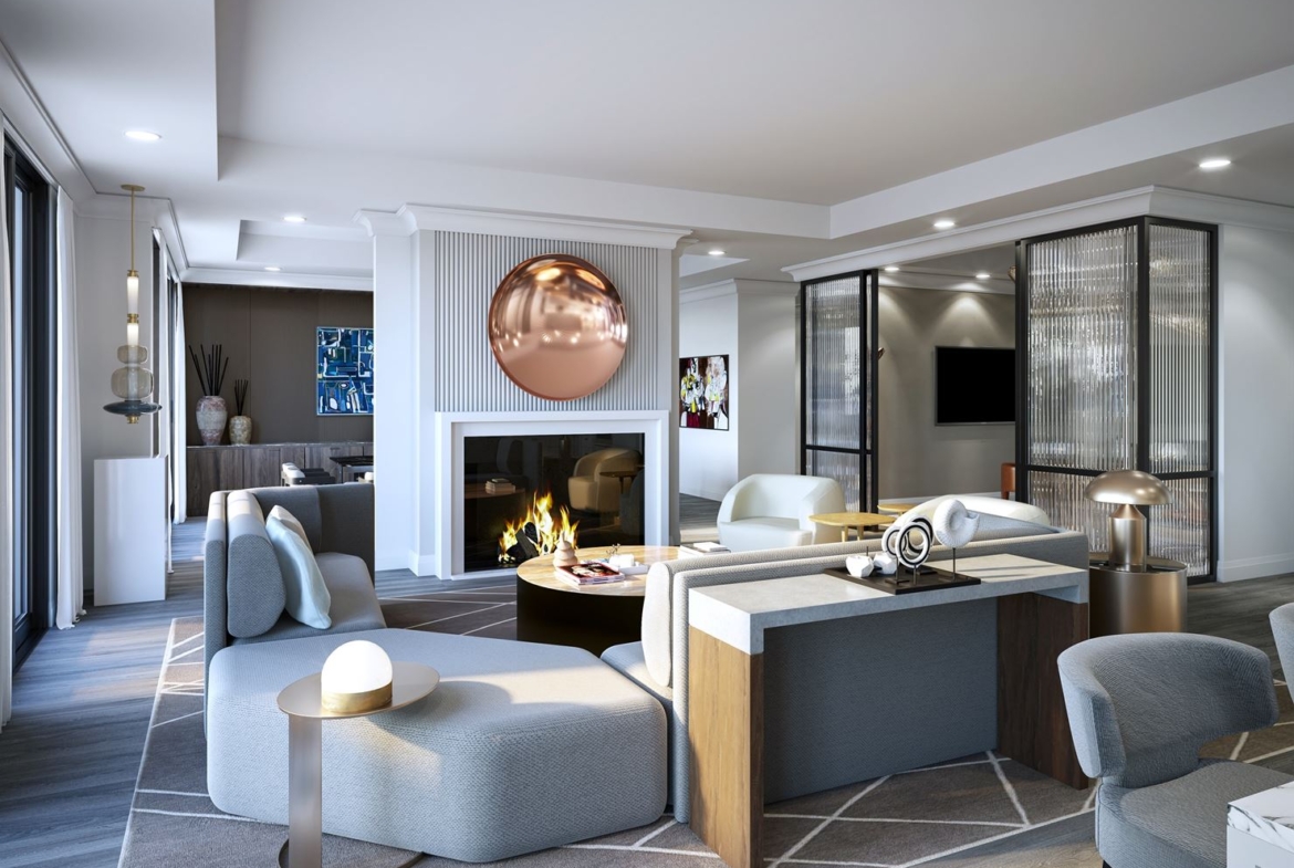 Rendering of 10 Prince Arthur Condos living room.
