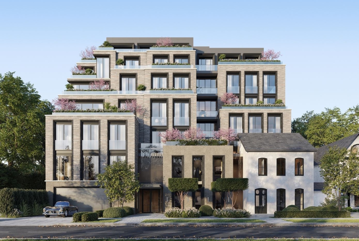 Rendering of 10 Prince Arthur Condos exterior front view.