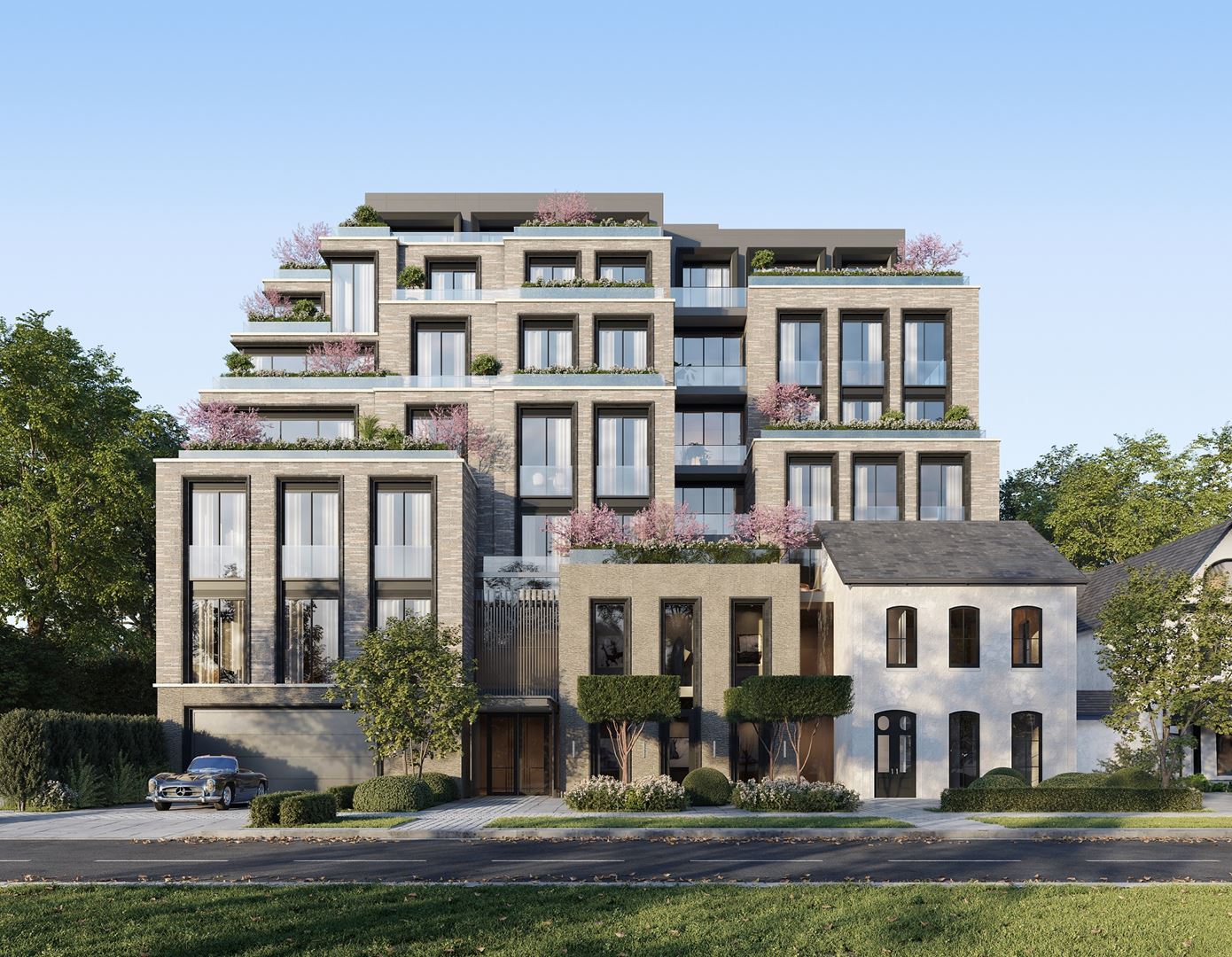Rendering of 10 Prince Arthur Condos exterior front view.