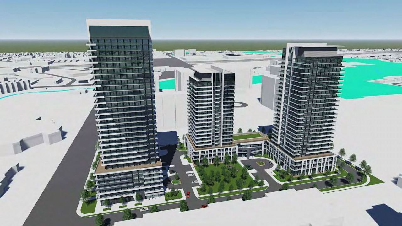 Rendering of 1221 Markham Road Condos exterior 3-towers