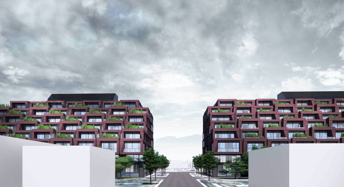 Rendering of 126 Laird Condos 2 building exterior and streetscape.
