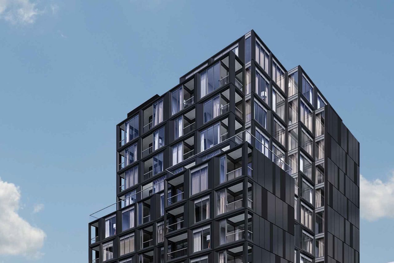 Rendering of The Addison Condos exterior upper half