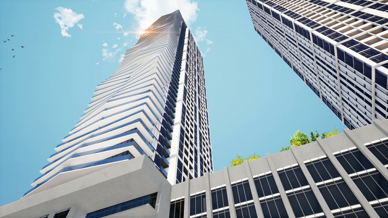 Exterior rendering of 216 Doughton Condos from the bottom floor up.