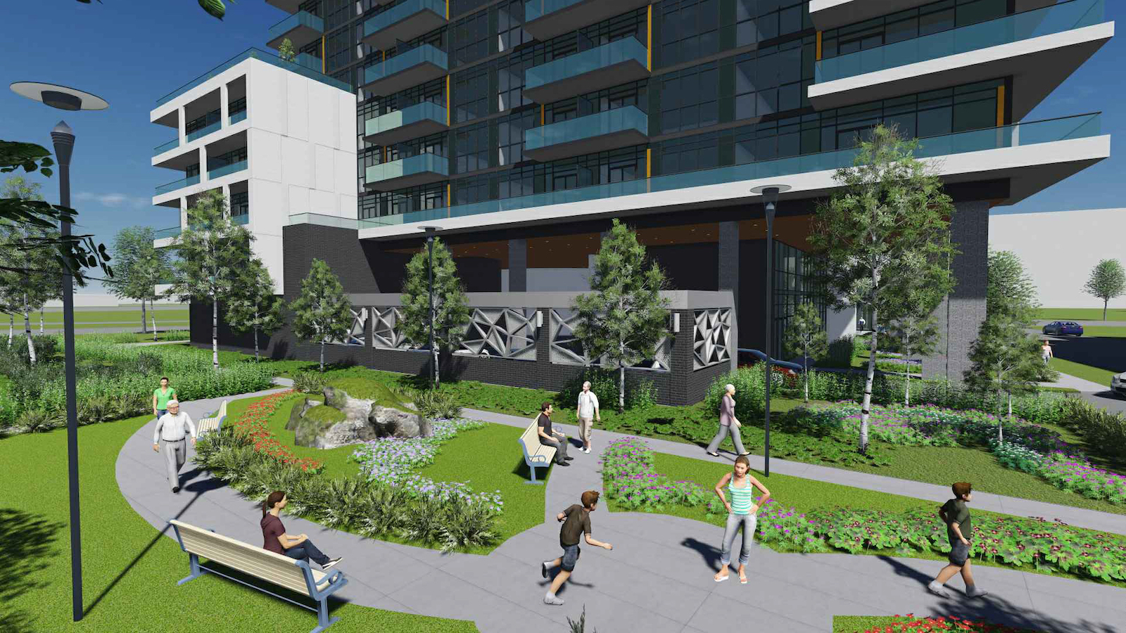 Rendering of 2699 Keele Street Condos garden and courtyard.