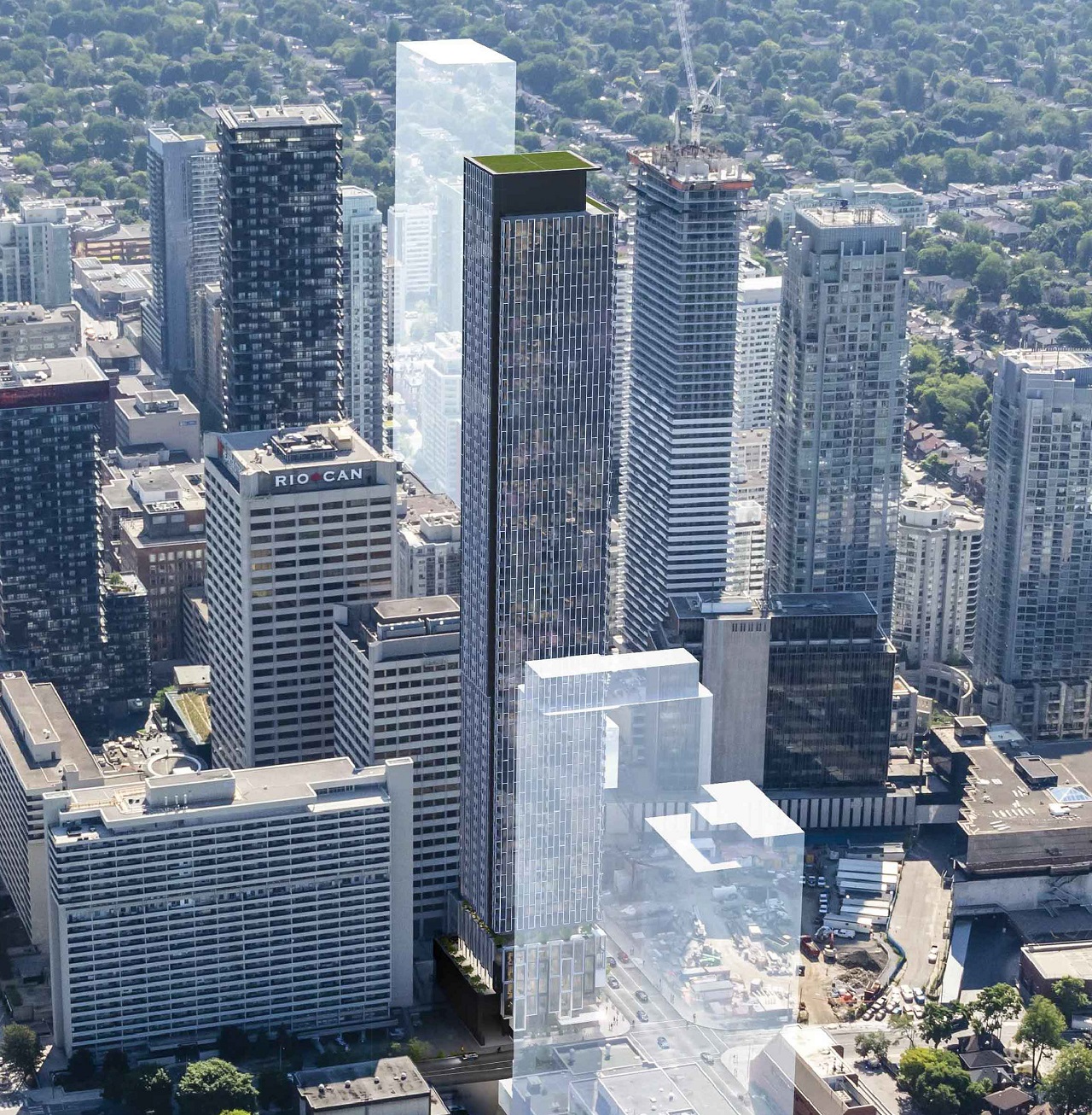 Aerial rendering of 36 Eglinton West Condos.