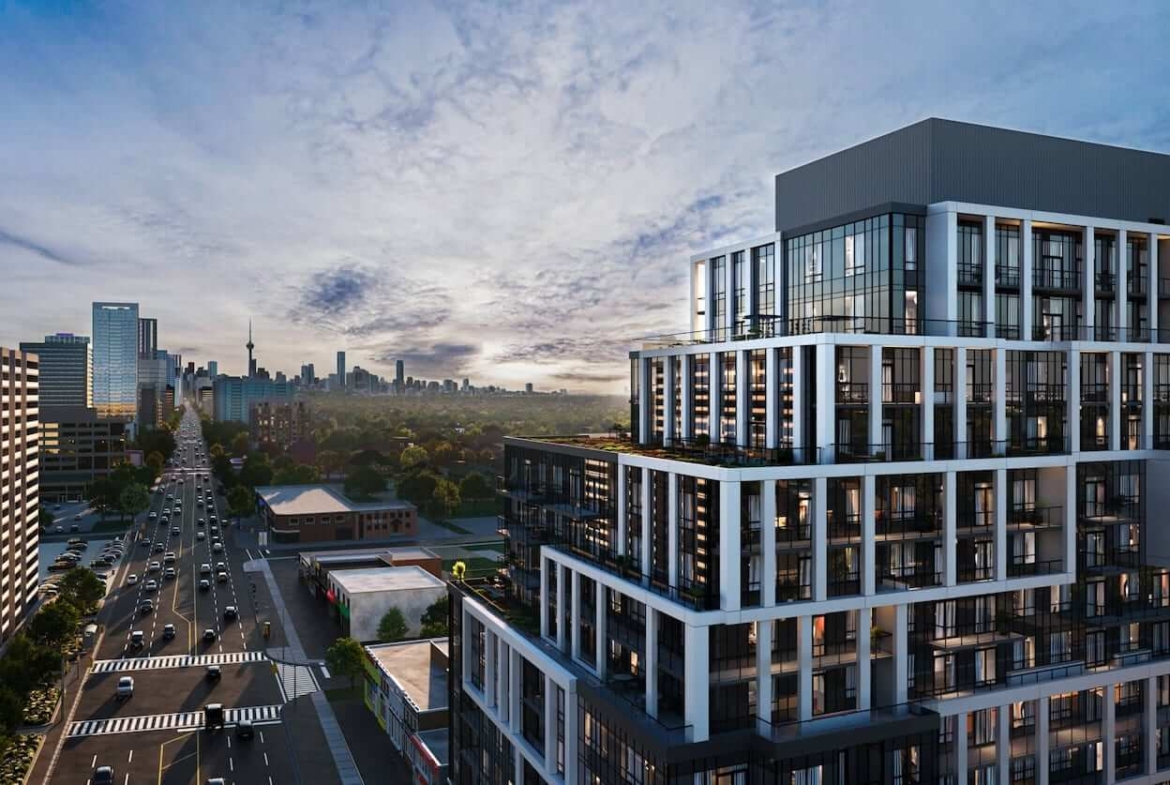 Rendering of 6080 Yonge Condos exterior aerial