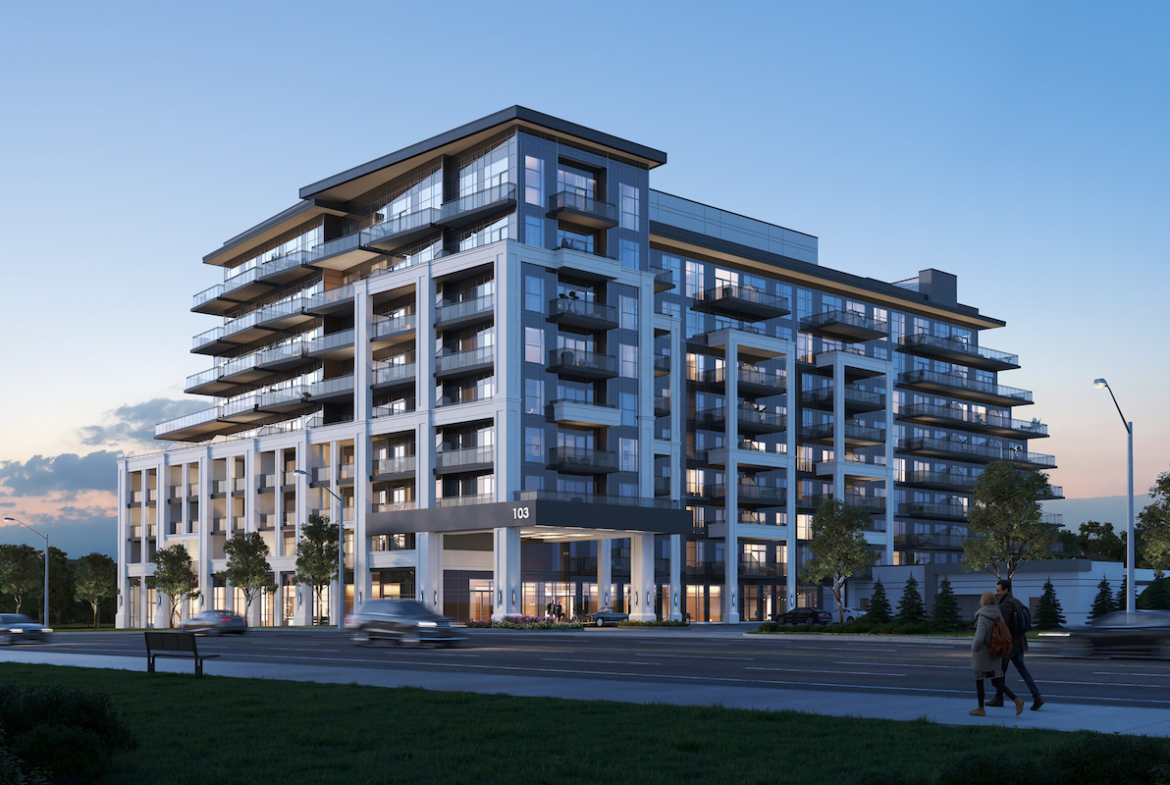Rendering of The Butler Condos building exterior.