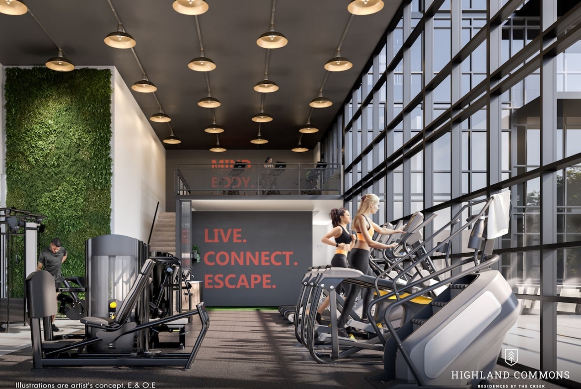 Rendering of Highland Commons condos fitness centre