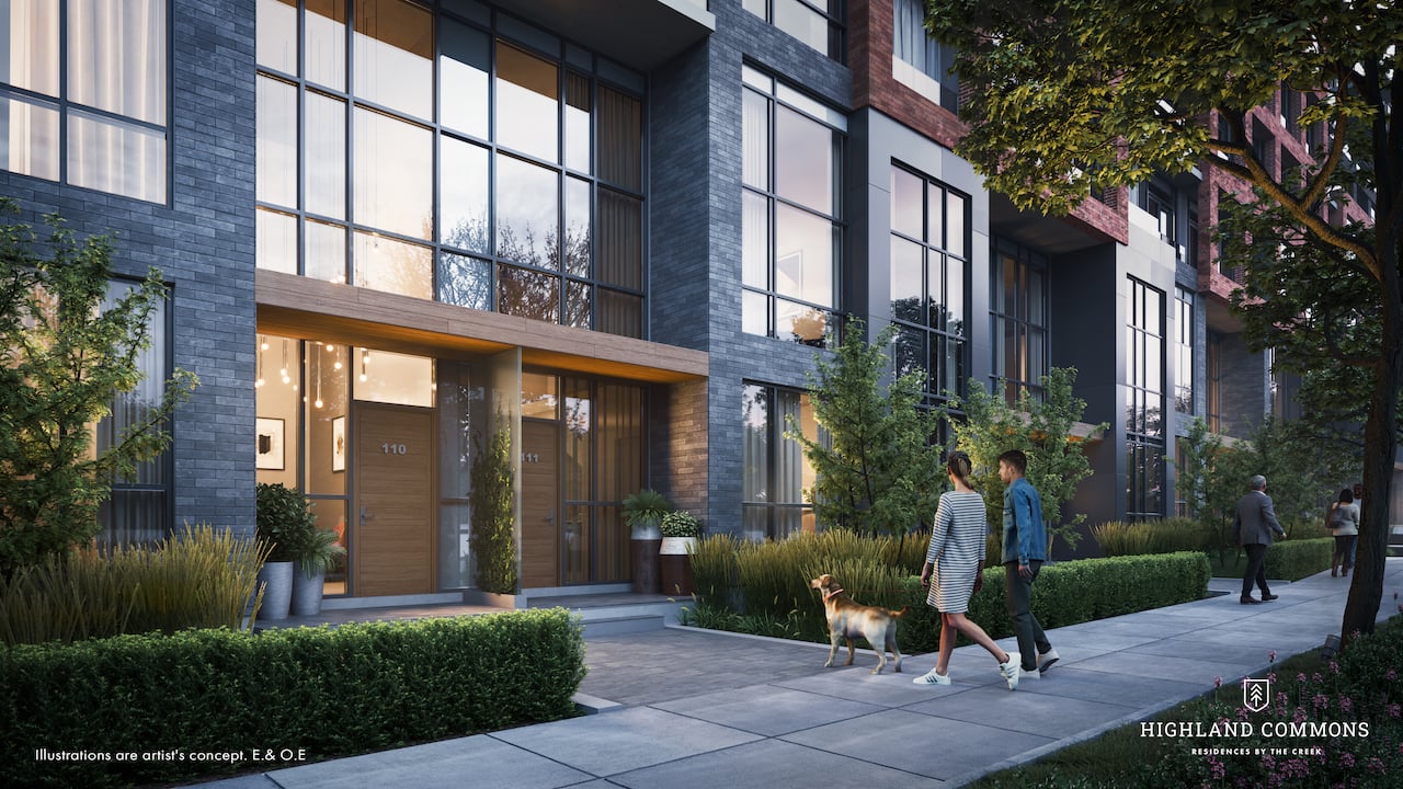 Rendering of Highland Commons condos loft entrance
