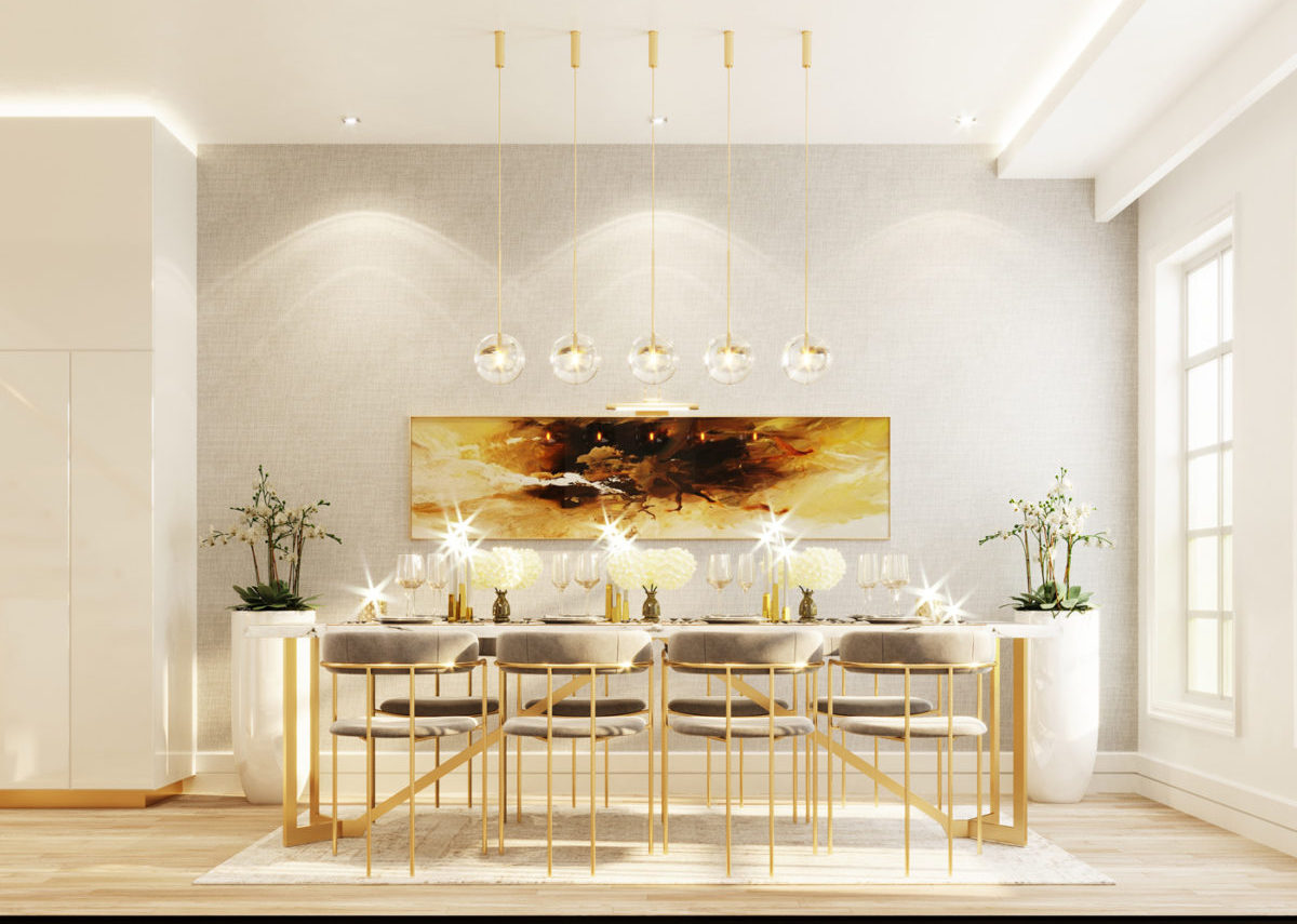 Rendering of Hillhurst Towns interior dining room.