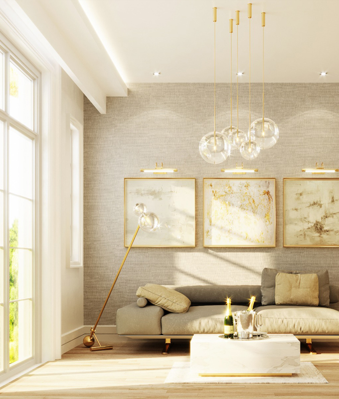 Rendering of Hillhurst Towns interior living room.