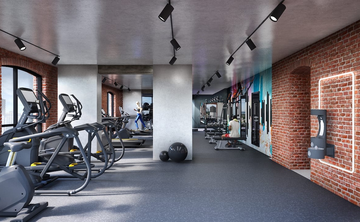 Rendering of Radio Arts Condos interior fitness centre