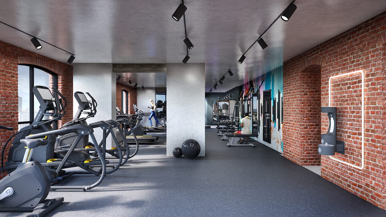 Rendering of Radio Arts Condos interior fitness centre