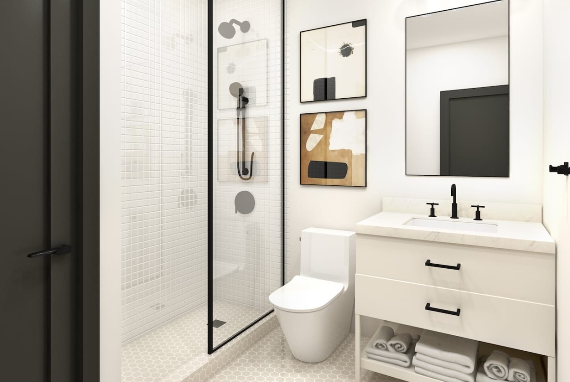 Rendering of Radio Arts Condos suite interior bath