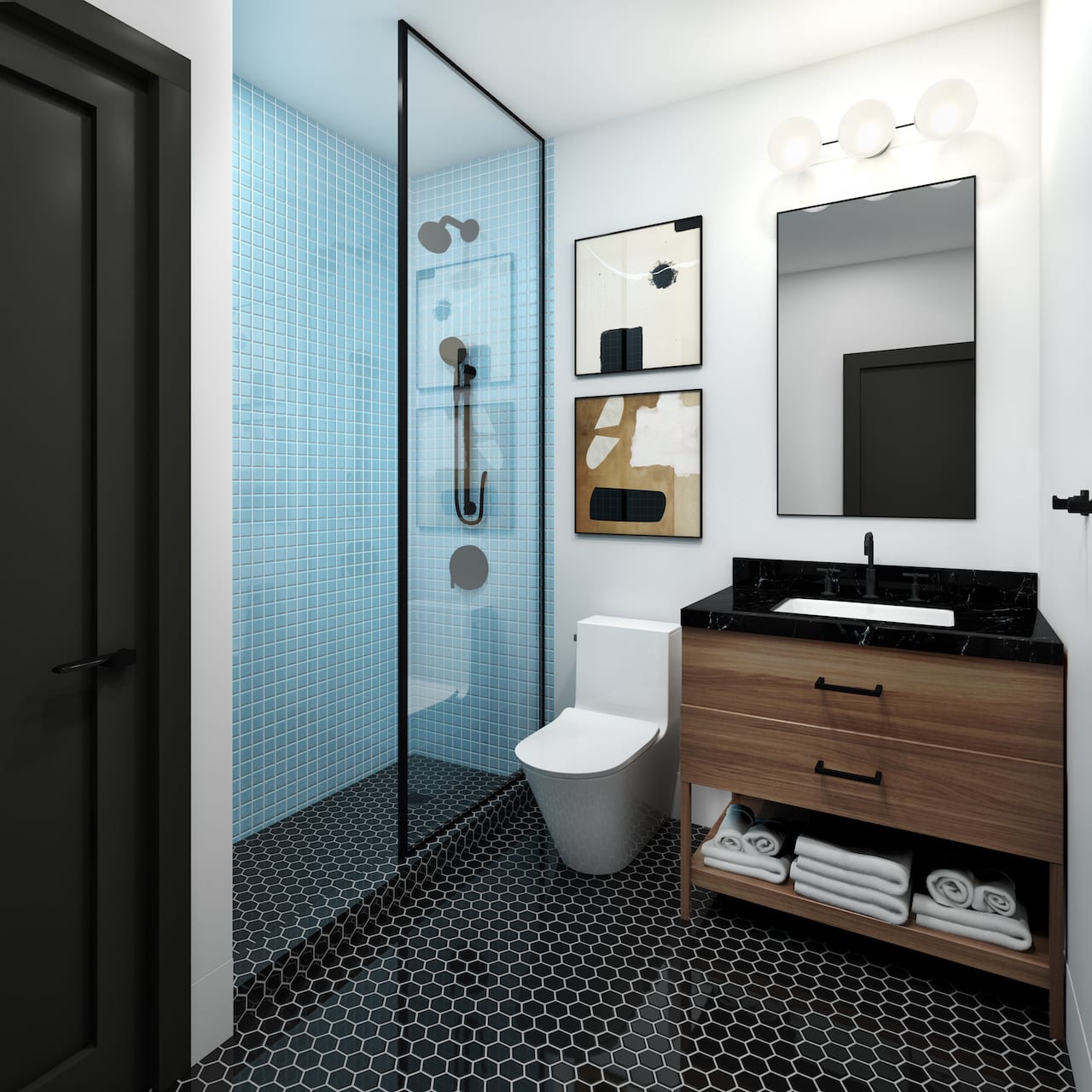 Rendering of Radio Arts Condos suite interior bathroom