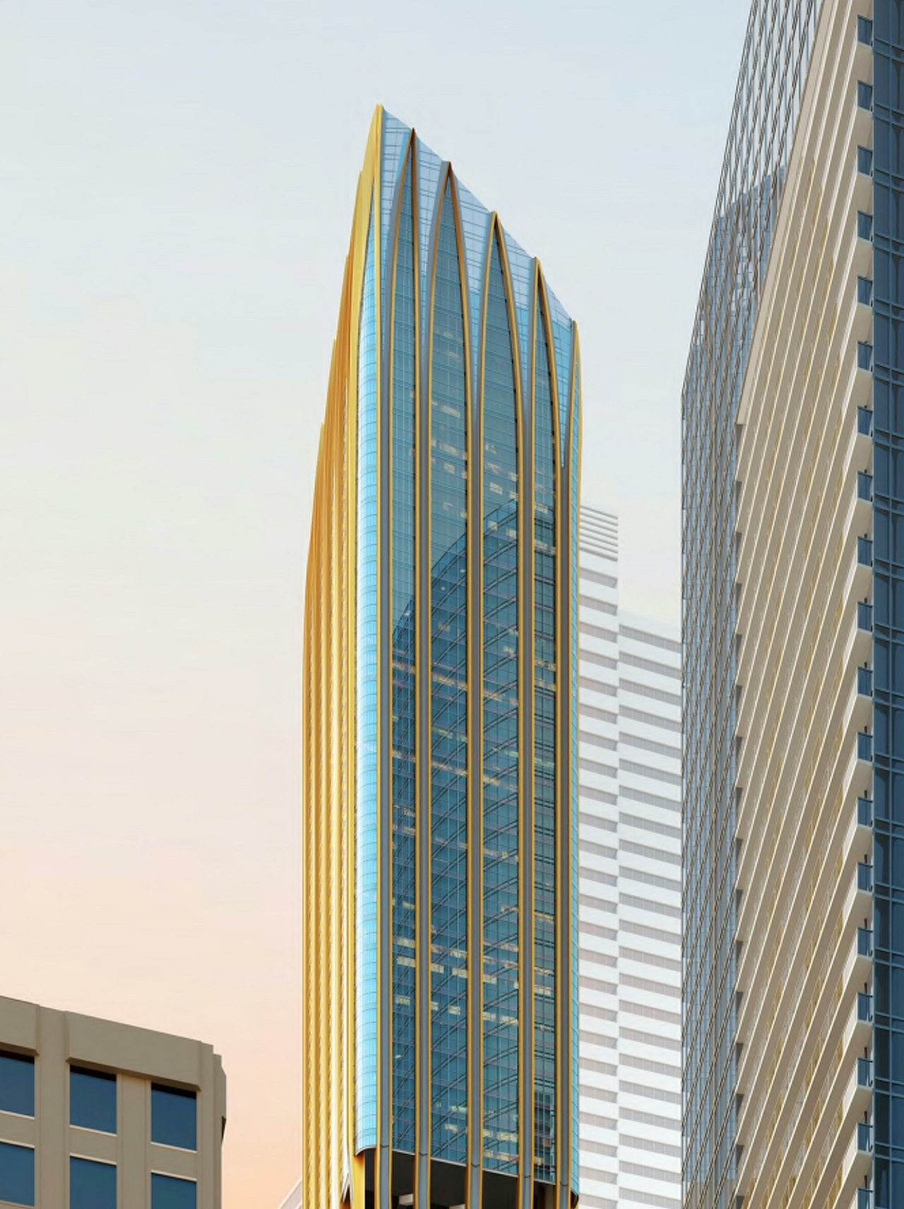 Rendering of 372 Yonge Condos building exterior top half.