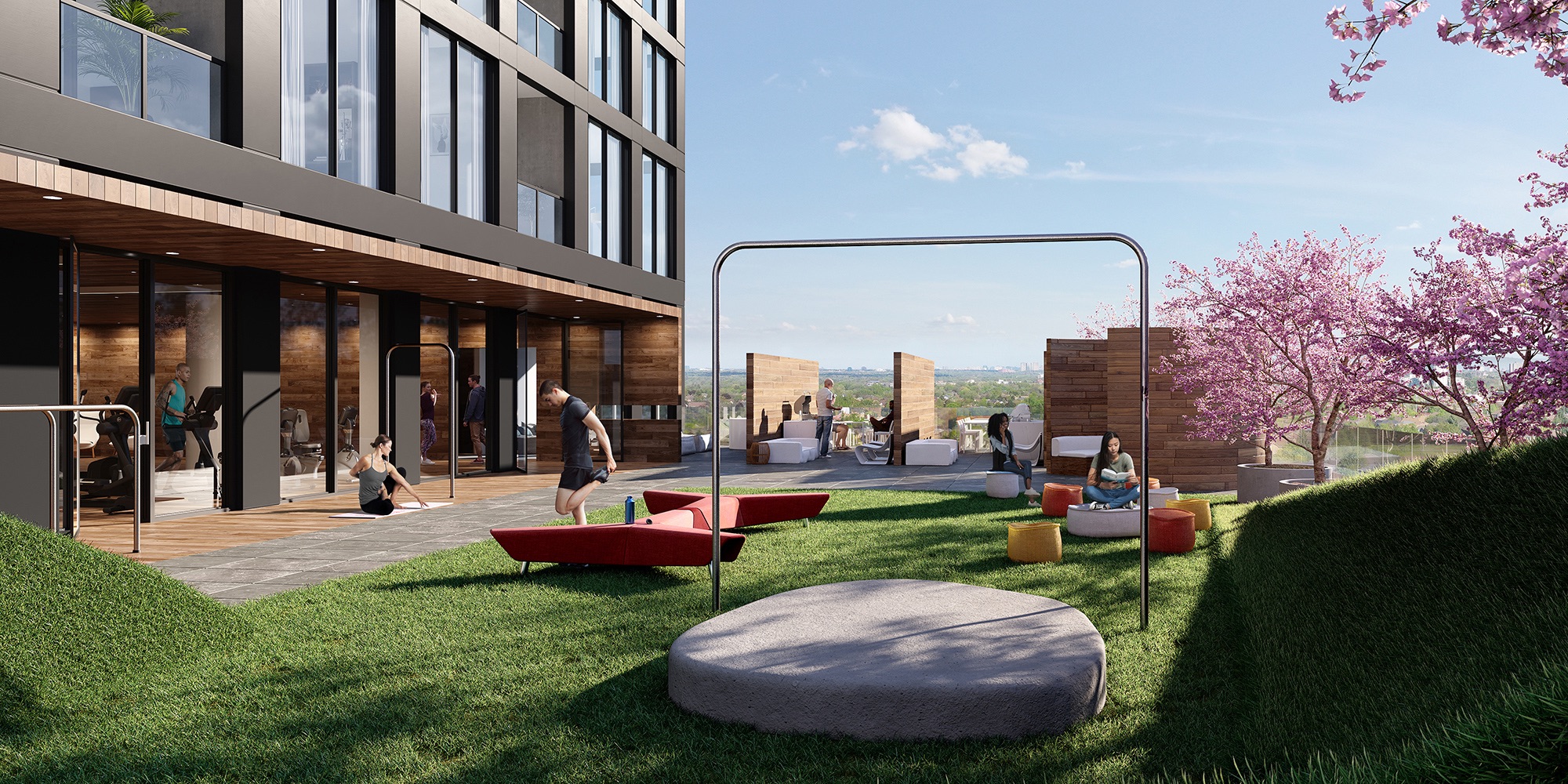 Rendering of Debut Waterfront Residences garden and courtyard.