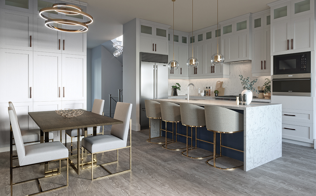 Interior kitchen rendering of La Reserve Residences in Olde Oakville.