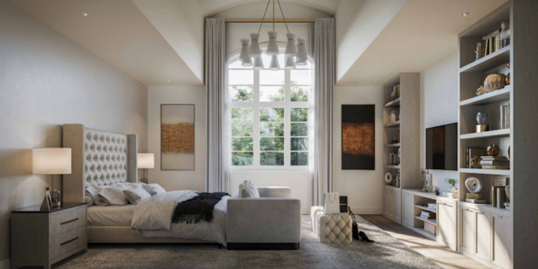 Rendering of La Reserve Towns suite interior bedroom.