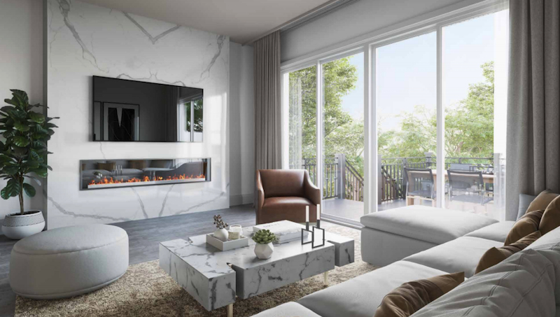 Rendering of La Reserve Towns suite interior living room.