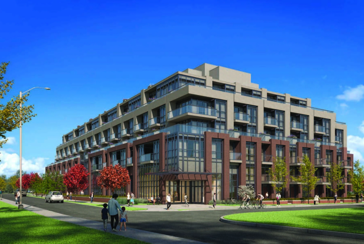 Exterior rendering of The Mill Landing condos in Georgetown.