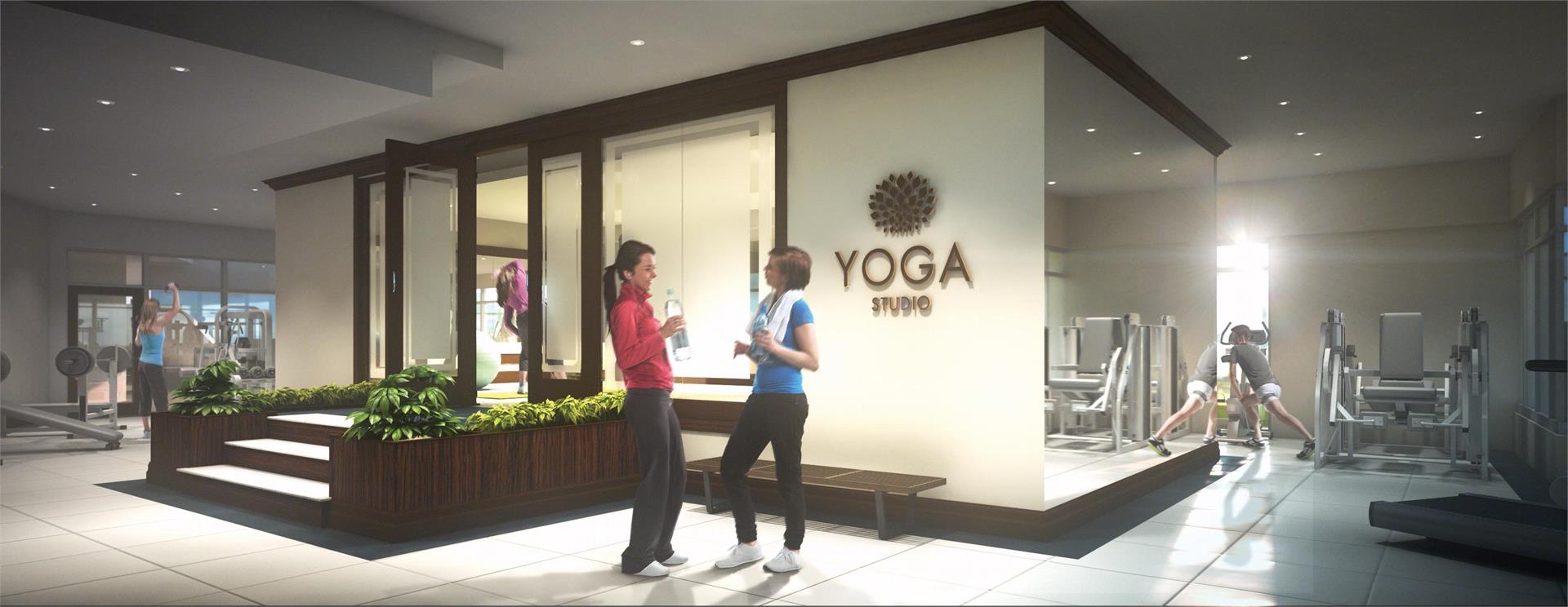 Rendering of Upper Vista Condos fitness centre with yoga studio.