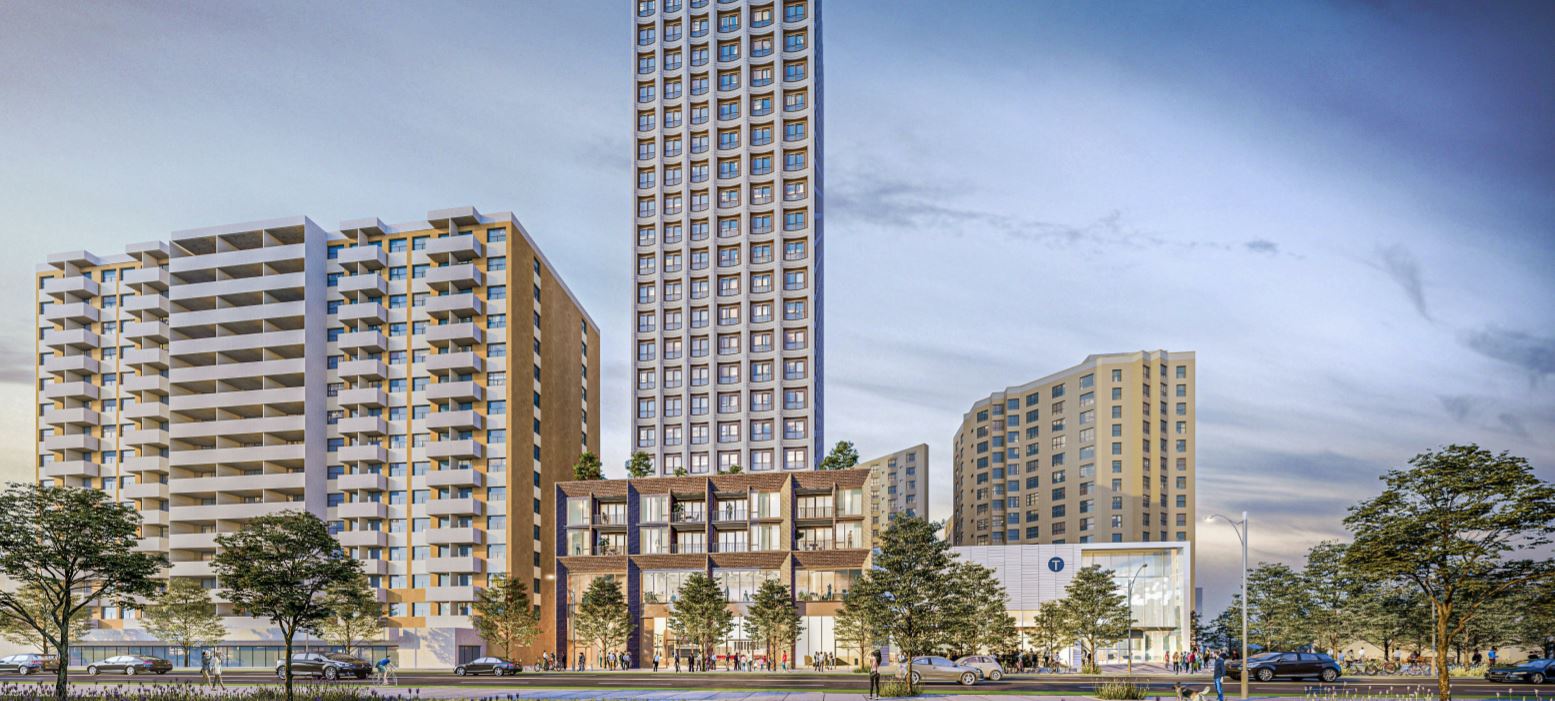 Exterior rendering of 1801 Eglinton Avenue West Condos in York