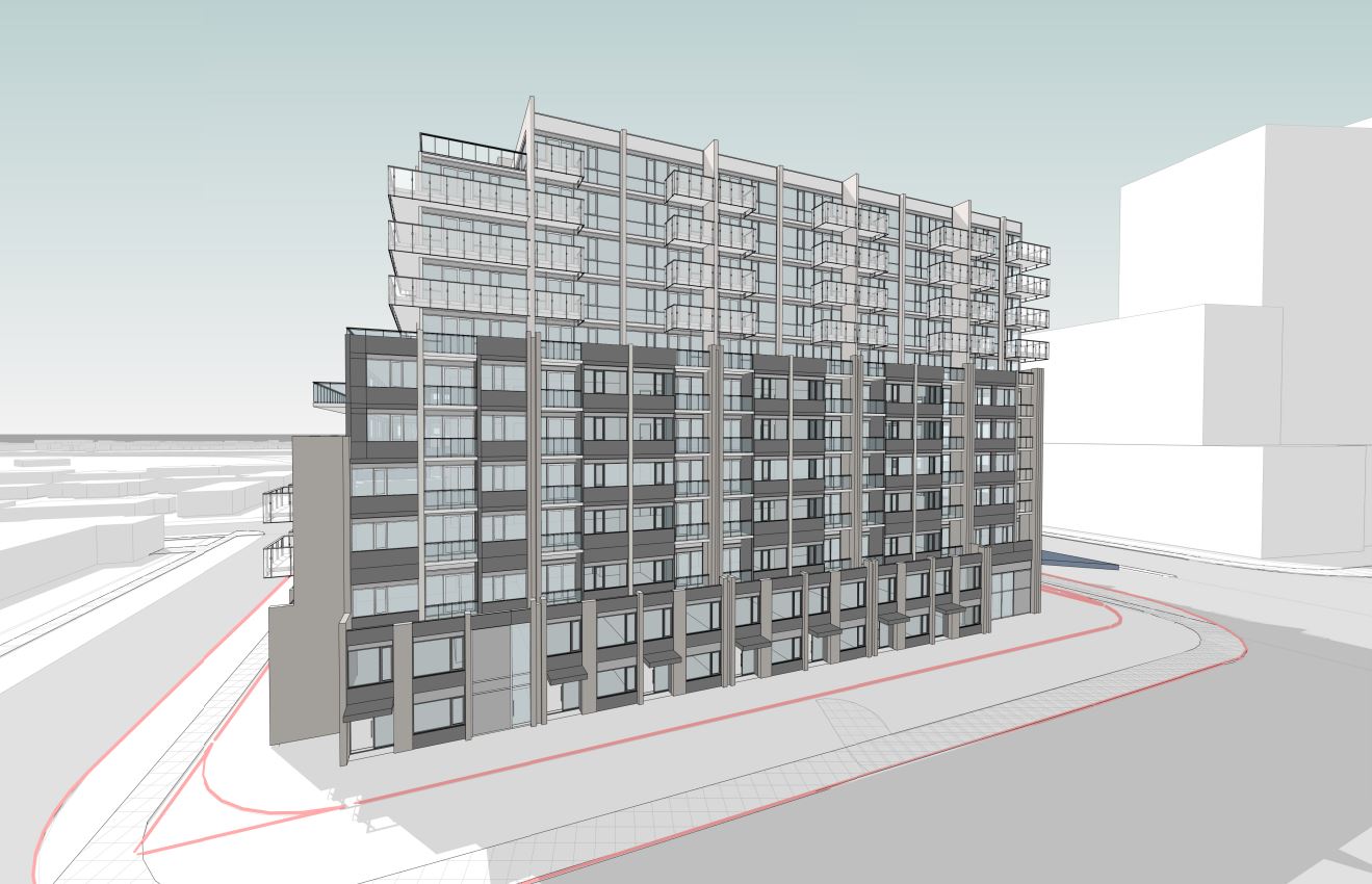 Rendering of 2499 Victoria Park Avenue Condos exterior side view.