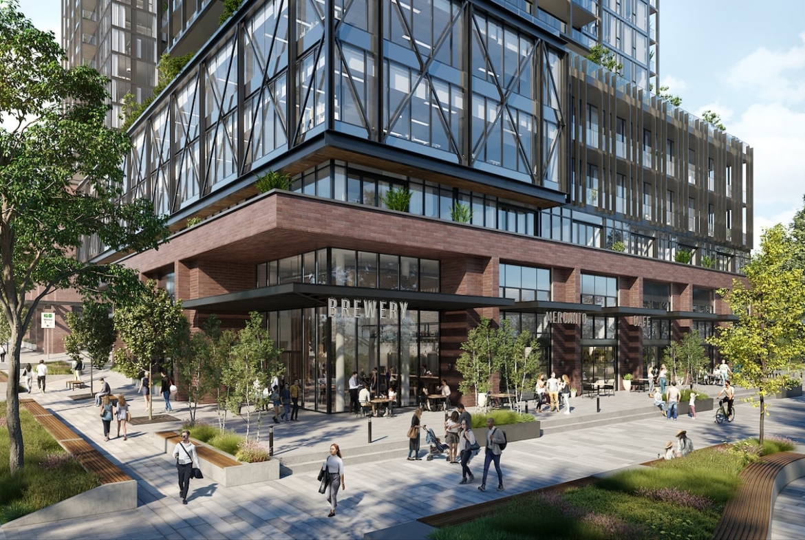 Rendering of Grand Central Mimico exterior streetscape