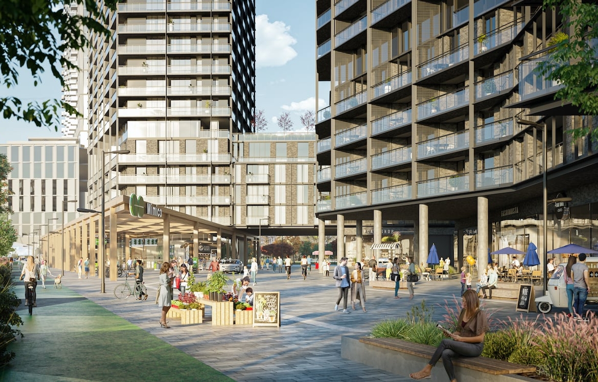 Rendering of Grand Central Mimico GO Greenway retail