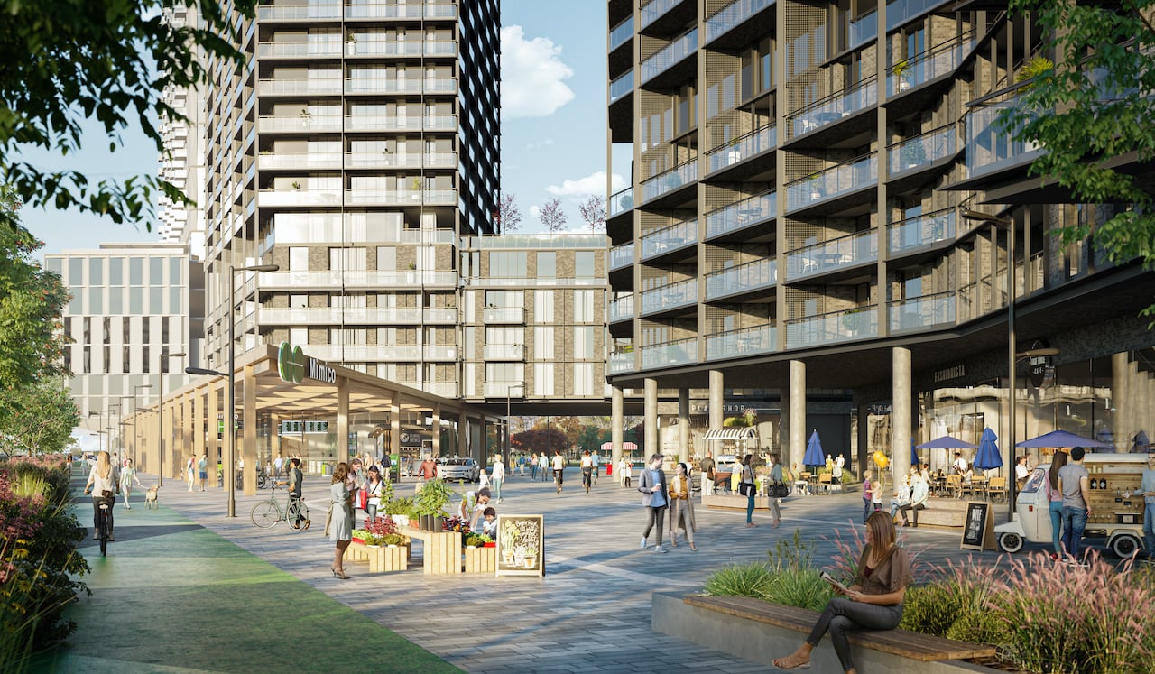 Rendering of Grand Central Mimico GO Greenway retail