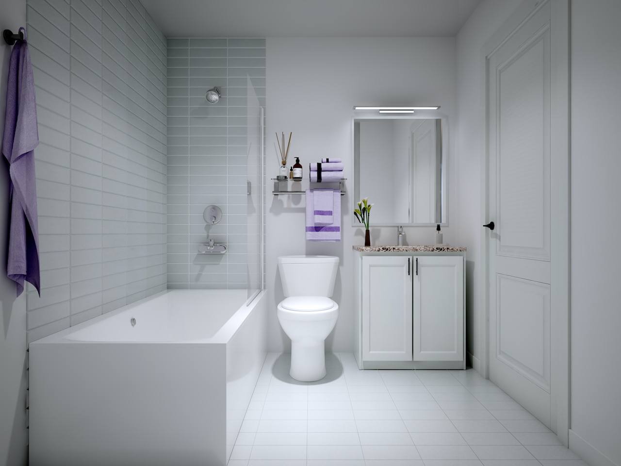 Rendering of NUVO Condos suite bathroom.