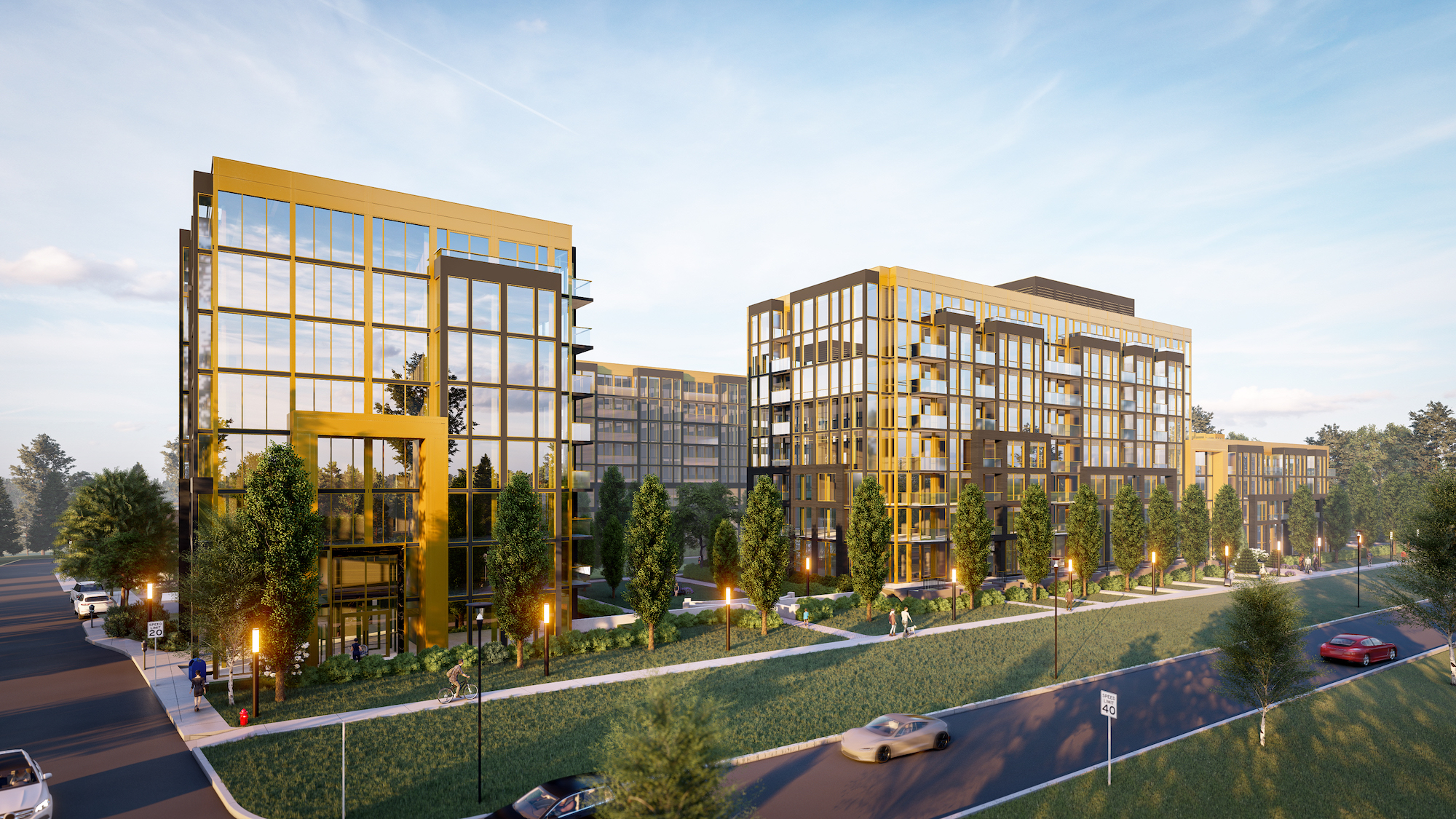Rendering of Nuvo Condos exterior street view.