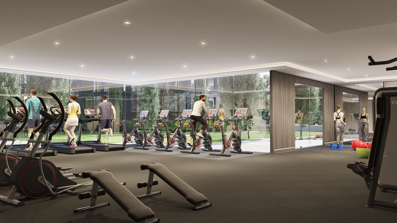 Rendering of NUVO Condos gym.