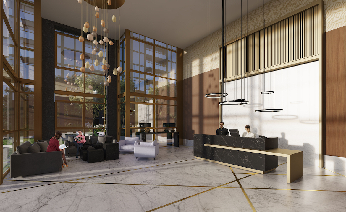 Rendering of NUVO Condos lobby.