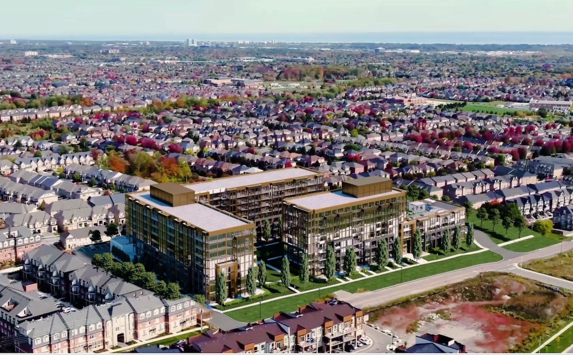 Rendering of NUVO Condos aerial view of the site.
