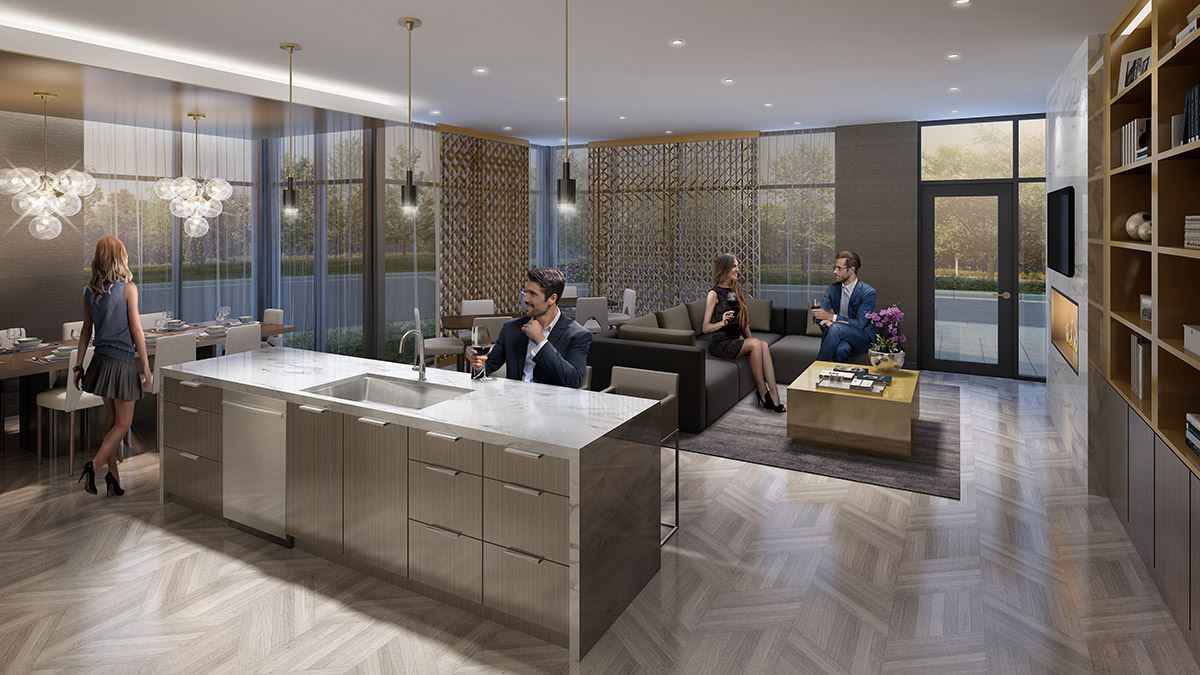 Rendering of Canvas on the Rouge Condos party room.