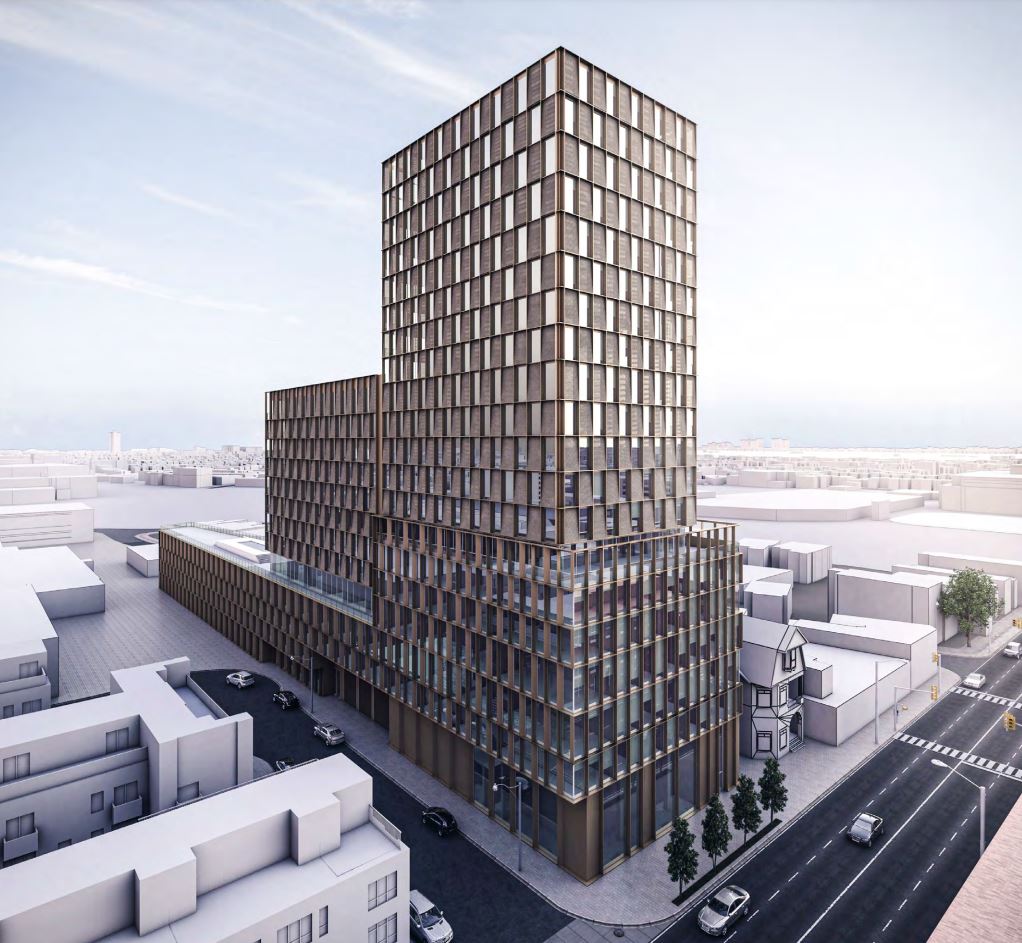 Exterior rendering of 1405 Bloor Street West Condos full building.