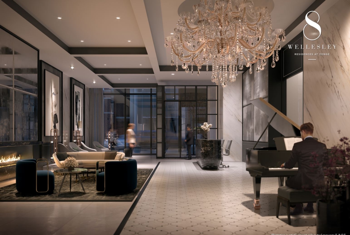 Rendering of 8 Wellesley Residences lobby