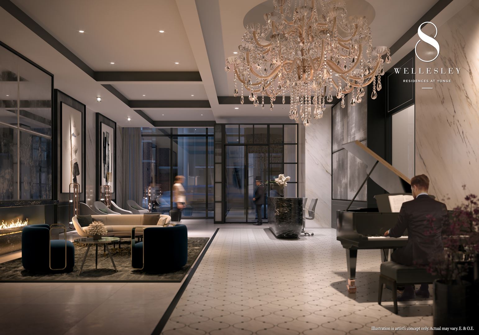 Rendering of 8 Wellesley Residences lobby