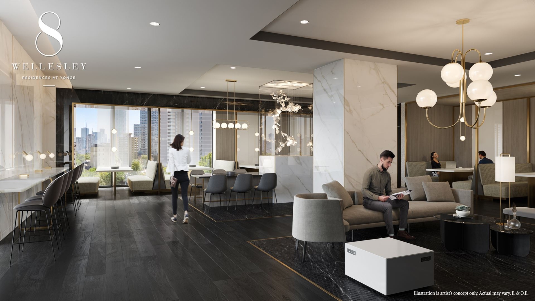 Rendering of 8 Wellesley Residences party room