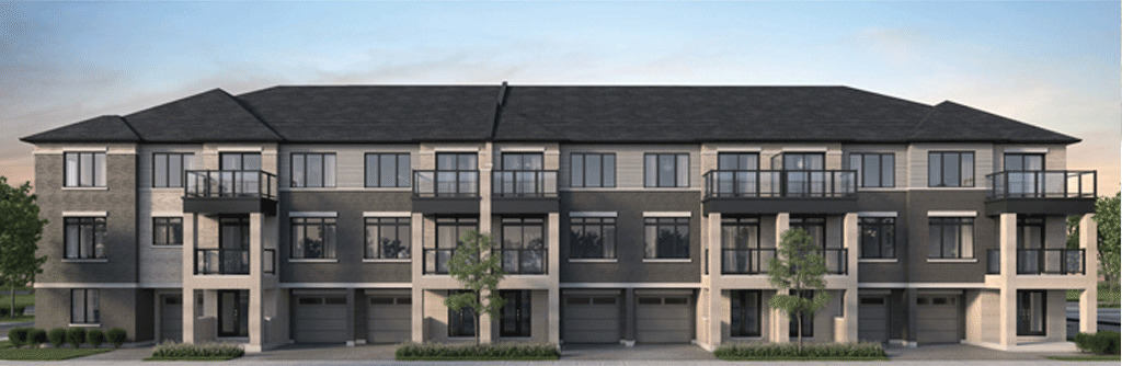 Rendering of Cachet Parq Towns street level view of exteriors.