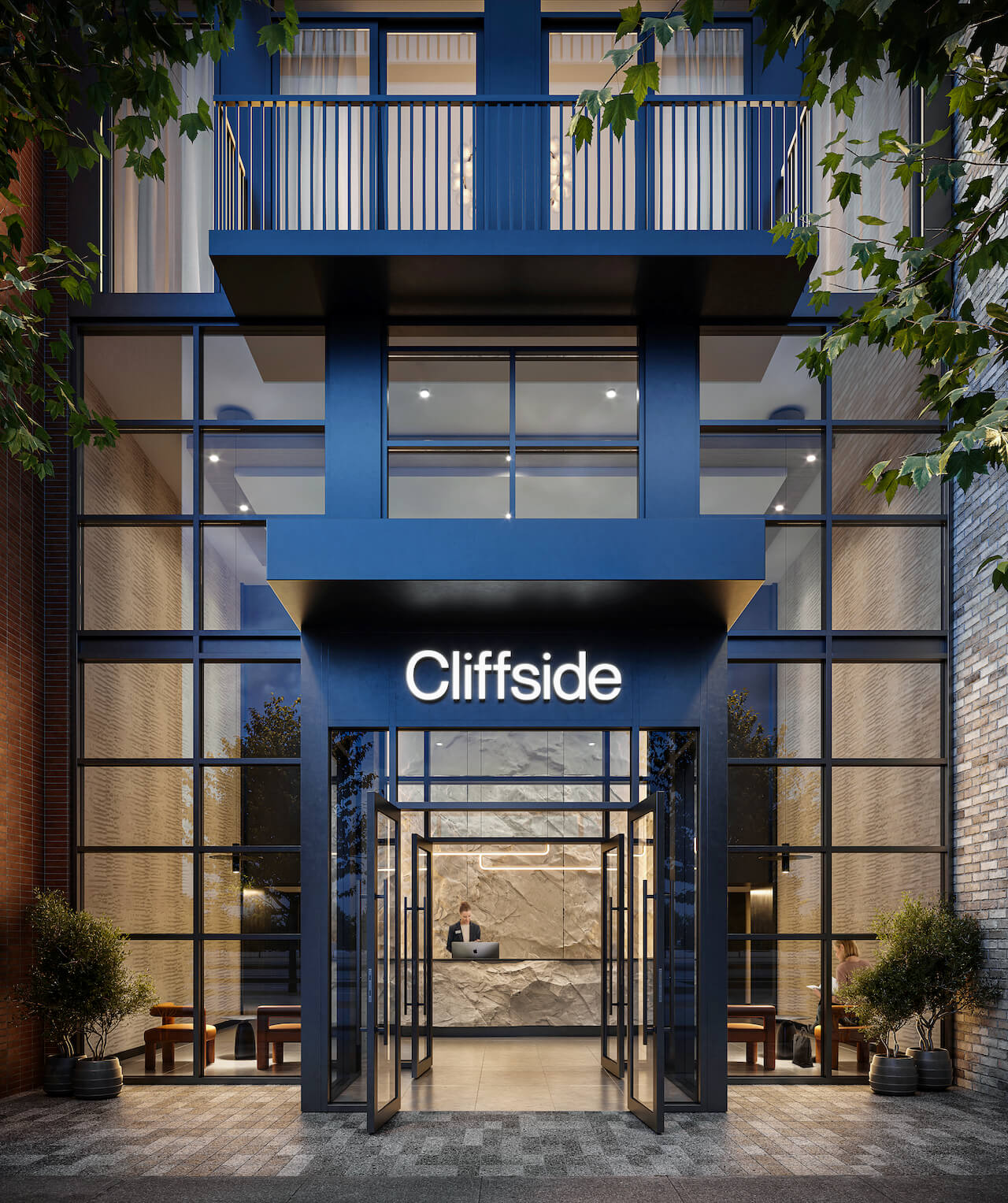 Rendering of Cliffside Condos exterior entrance
