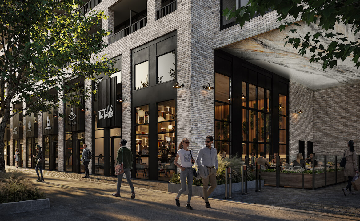 Rendering of Cliffside Condos exterior restaurant
