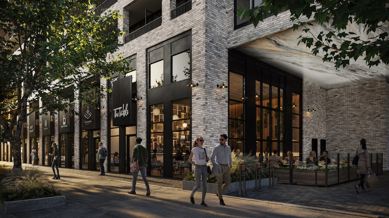 Rendering of Cliffside Condos exterior restaurant