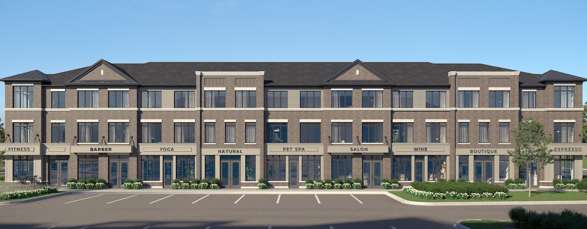 Rendering of Cachet ParQ Towns live work front exterior.