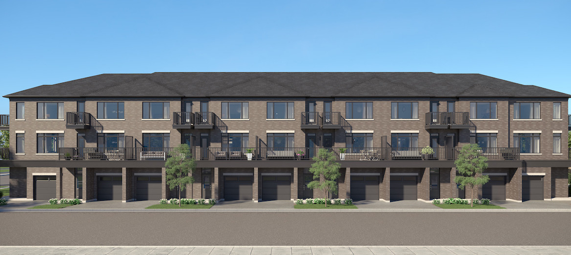 Rendering of Cachet ParQ Towns live work rear exterior.