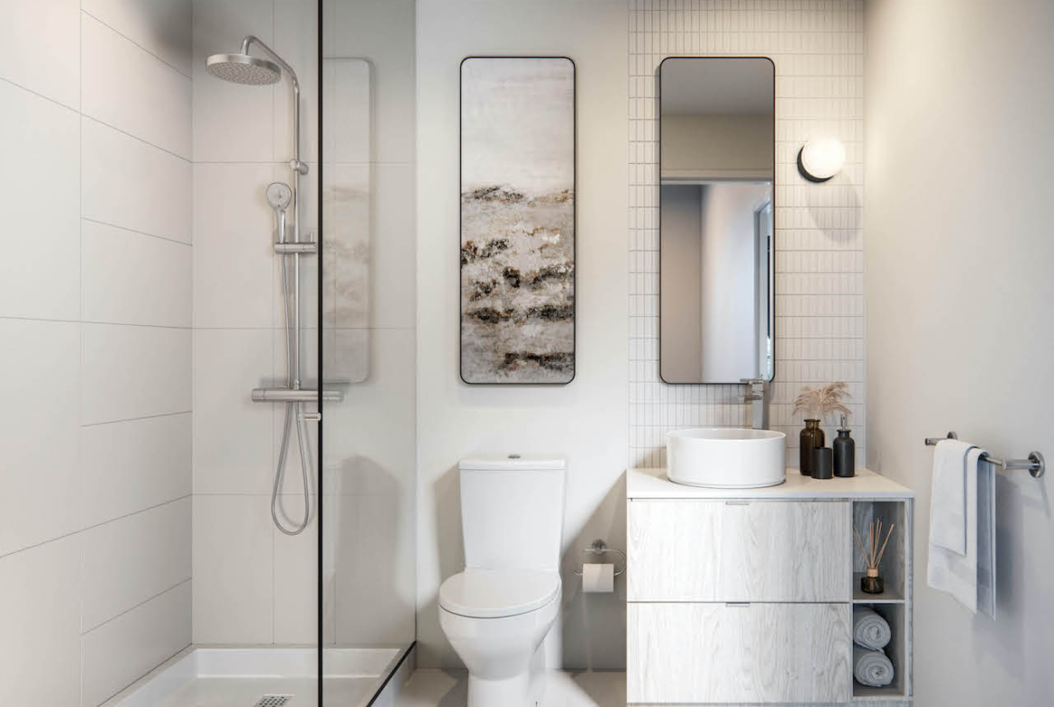 Rendering of Perch Condos suite bathroom