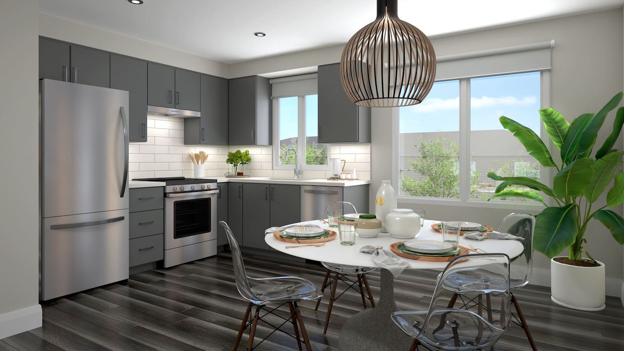 Rendering of the Roxboro towns interior kitchen.